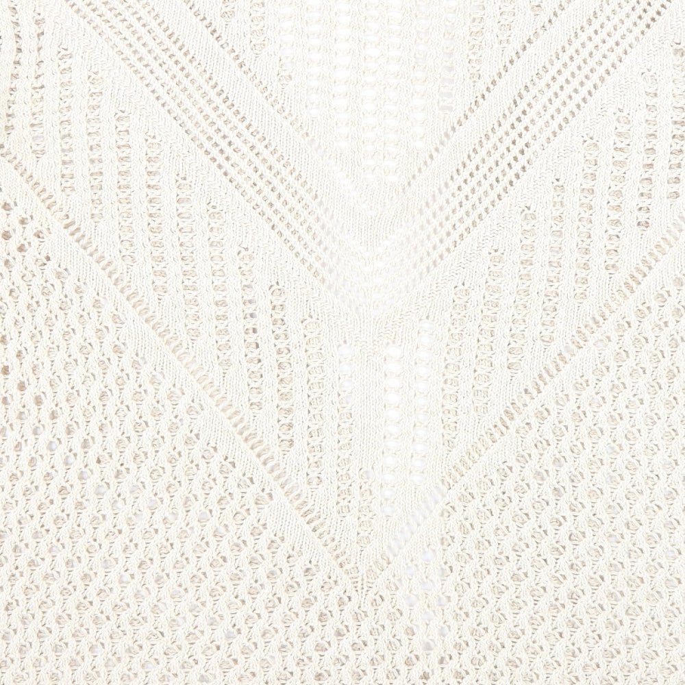 NEXT Womens Beige Round Neck Cotton Cardigan Jumper Size S