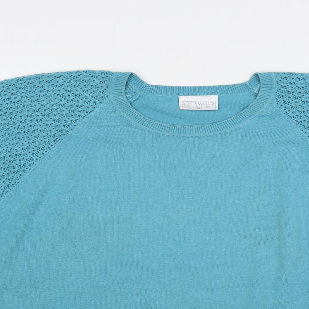 Cotswold Womens Blue Round Neck Cotton Pullover Jumper Size XL