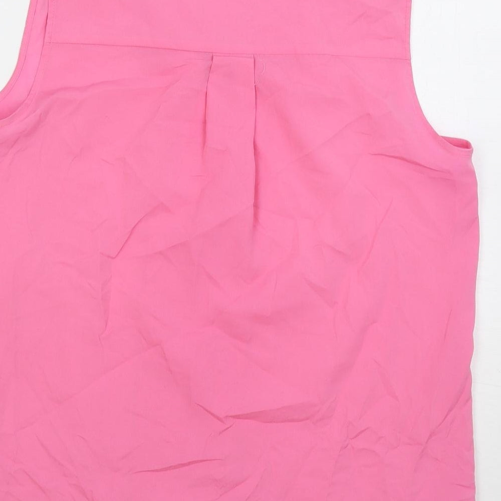 Marks and Spencer Womens Pink Polyester Basic Blouse Size 12 V-Neck