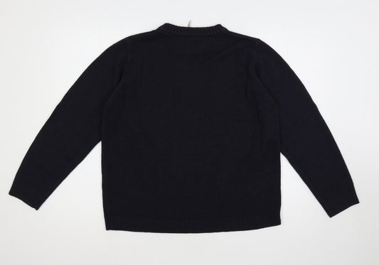 Anthology Womens Blue Crew Neck Acrylic Pullover Jumper Size 16