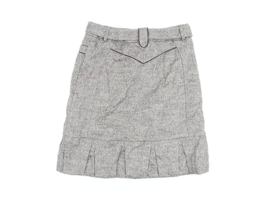 Mariella Roasti Womens Beige Acrylic A-Line Skirt Size 14 Buckle