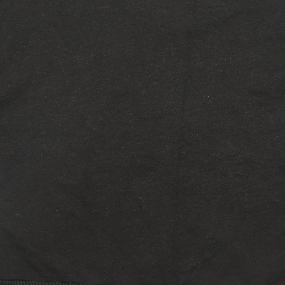 Brand and care label for ASOS women’s black polyester pullover sweatshirt, size UK 18, pullover