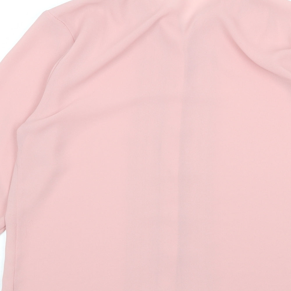 St Michael Womens Pink Polyester Basic Button-Up Size 12 Collared - Lace Detail