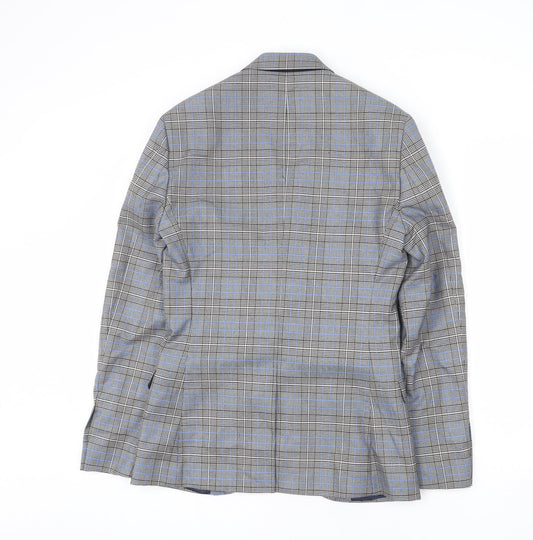 Topman Mens Multicoloured Plaid Polyester Jacket Blazer Size 34 Regular