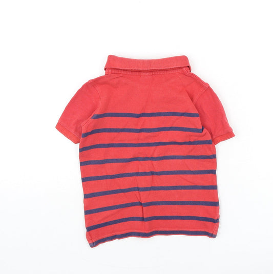 Gap Boys Red Striped Cotton Basic Polo Size 3 Years Collared Button