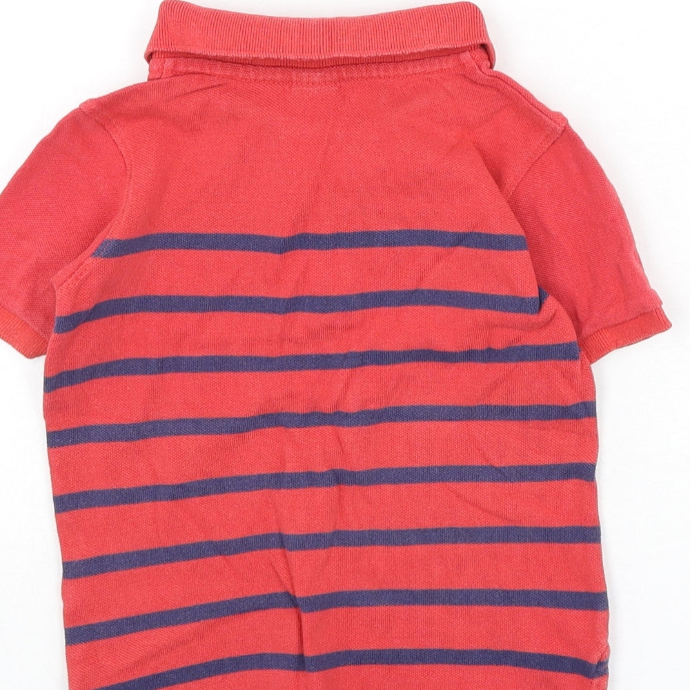 Gap Boys Red Striped Cotton Basic Polo Size 3 Years Collared Button