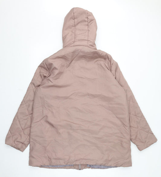 Anne De Lancay Womens Pink Parka Coat Size L Zip