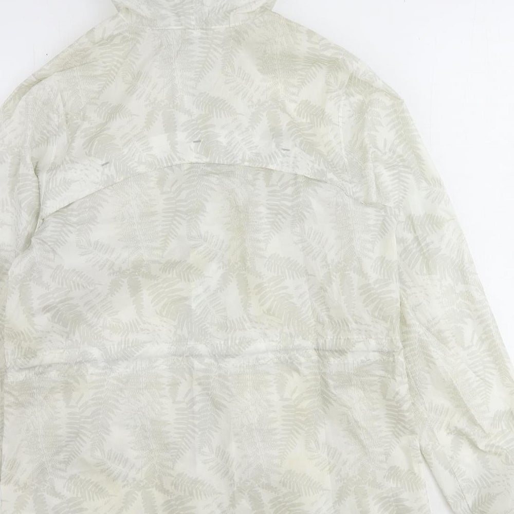 Quechua Womens Beige Geometric Rain Coat Coat Size S Zip - Leaf Print