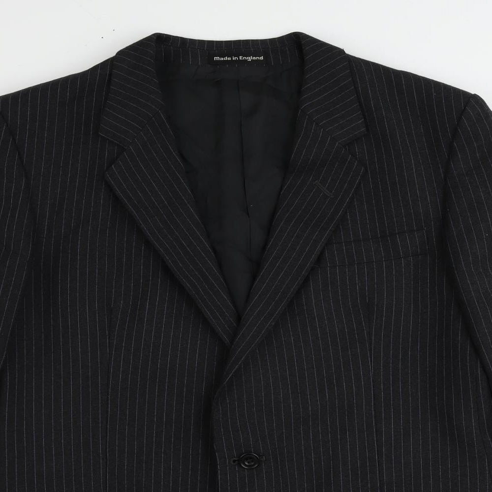 Dunn & Co Mens Grey Striped Wool Jacket Suit Jacket Size 38 Regular