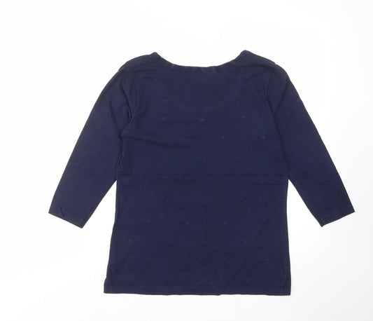 Dickins & Jones Womens Blue Cotton Basic T-Shirt Size S Scoop Neck - Studded