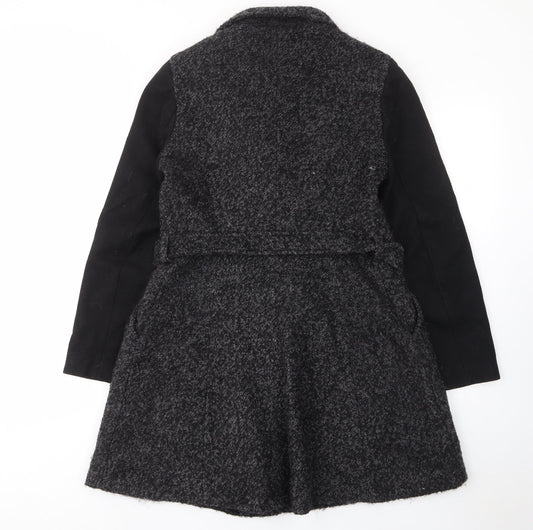 ASOS Womens Grey Overcoat Coat Size 10 Zip - Pockets, Belted