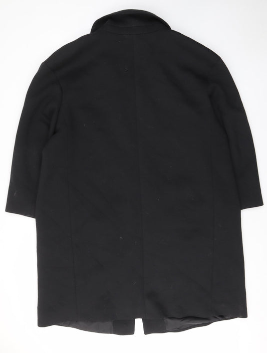 ASOS Womens Black Overcoat Coat Size 18 Button - Pockets