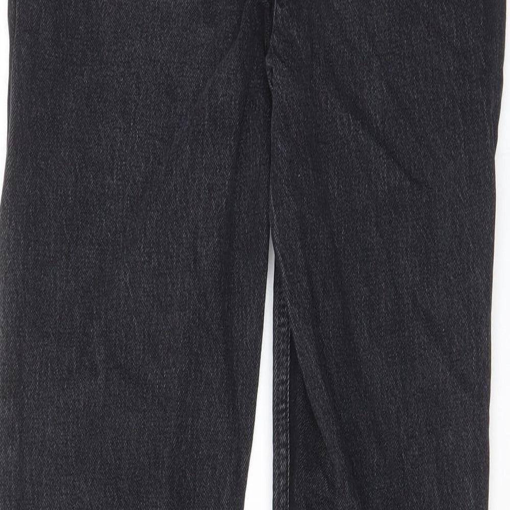Brand and care label for Denim & Co. women’s black cotton straight jeans, size UK 6 regular zip - pockets, belt loops