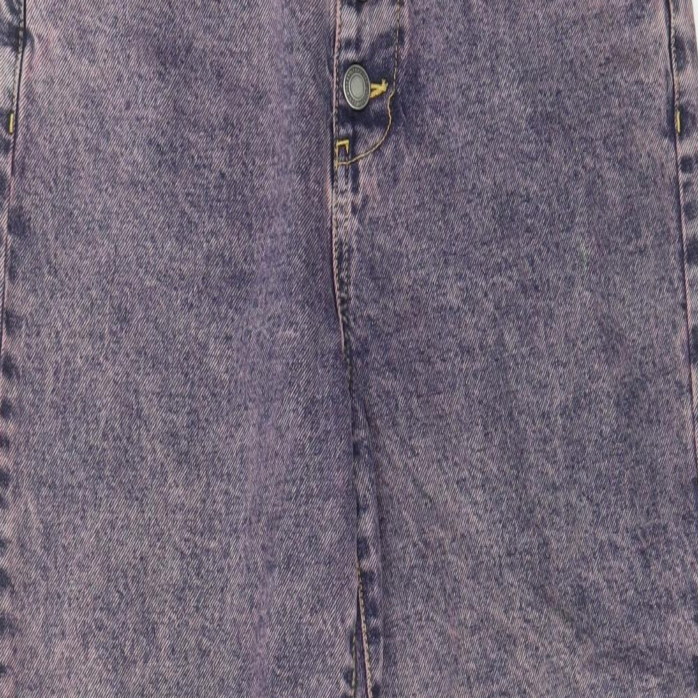 Stradivarius Womens Blue Cotton Straight Jeans Size 10 L25 in Regular Button - Pink acid wash, Pockets
