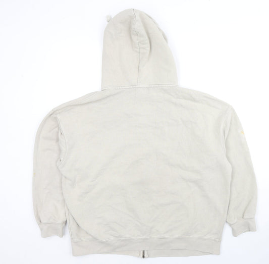 Pull&Bear Mens Beige Cotton Full Zip Hoodie Size M