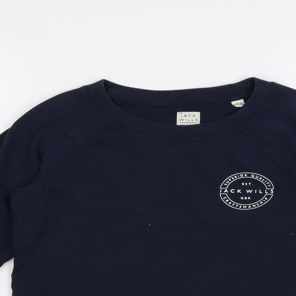 Jack Wills Womens Blue Cotton Pullover Sweatshirt Size 6 Pullover - Logo