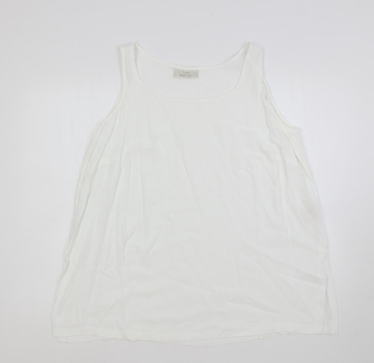 Ann Harvey Womens White Viscose Basic Tank Size 20 Scoop Neck