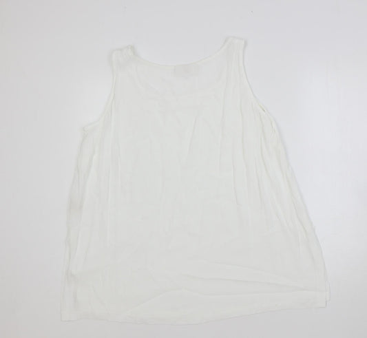 Ann Harvey Womens White Viscose Basic Tank Size 20 Scoop Neck