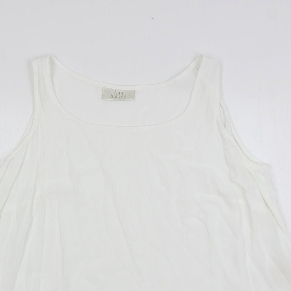Ann Harvey Womens White Viscose Basic Tank Size 20 Scoop Neck