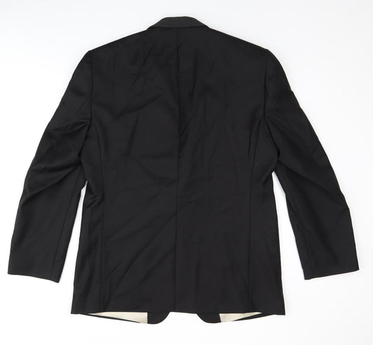 John Lewis Mens Black Wool Jacket Suit Jacket Size 40 Regular - Five-Button Sleeve