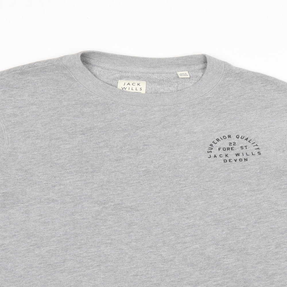 Jack Wills Womens Grey Cotton Pullover Sweatshirt Size 6 Pullover - Logo