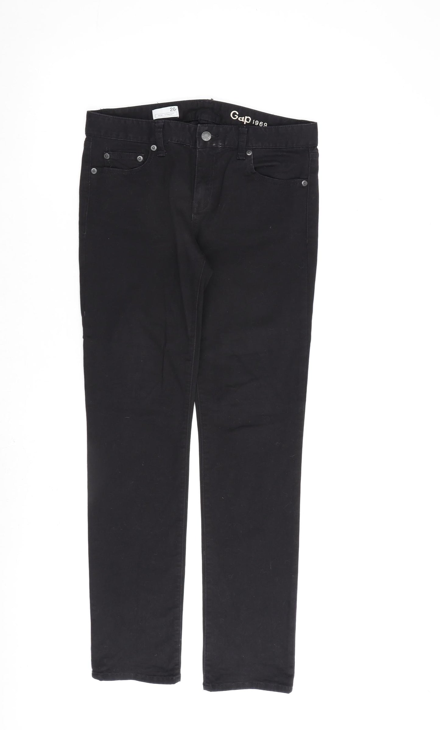 Gap Womens Black Cotton Straight Jeans Size 26 in L30 in Regular Zip