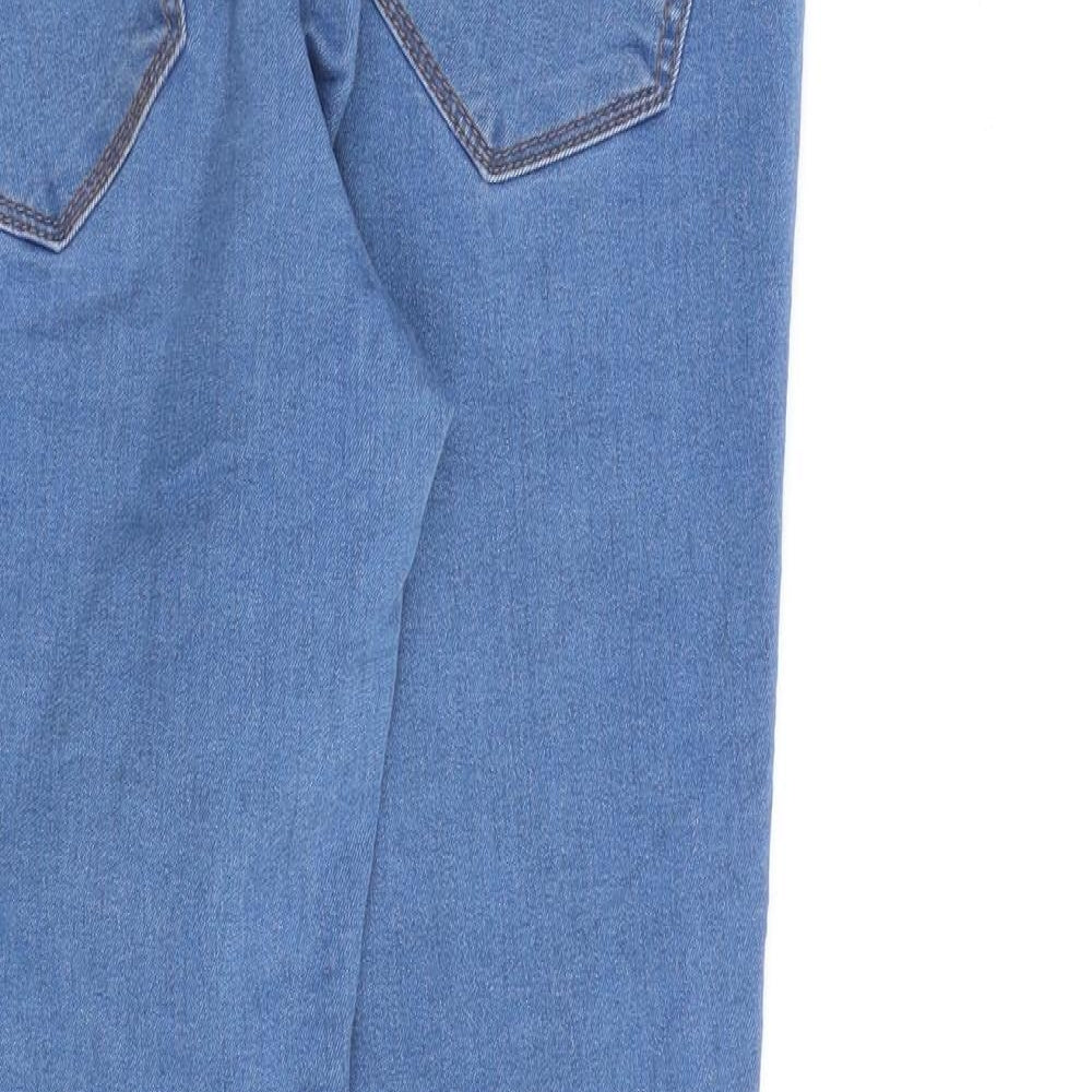 Brand and care label for Denim & Co. women’s blue cotton jegging jeans, size UK 8, 26-inch leg relaxed