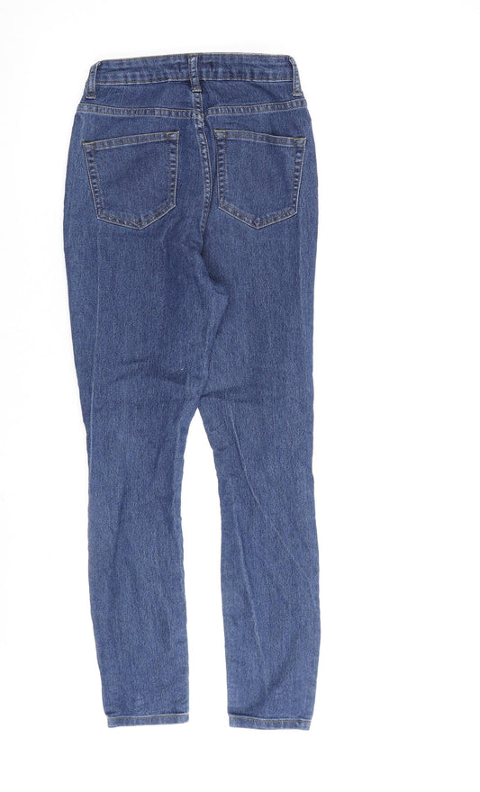 Boohoo Womens Blue Cotton Straight Jeans Size 6 L26 in Regular Zip