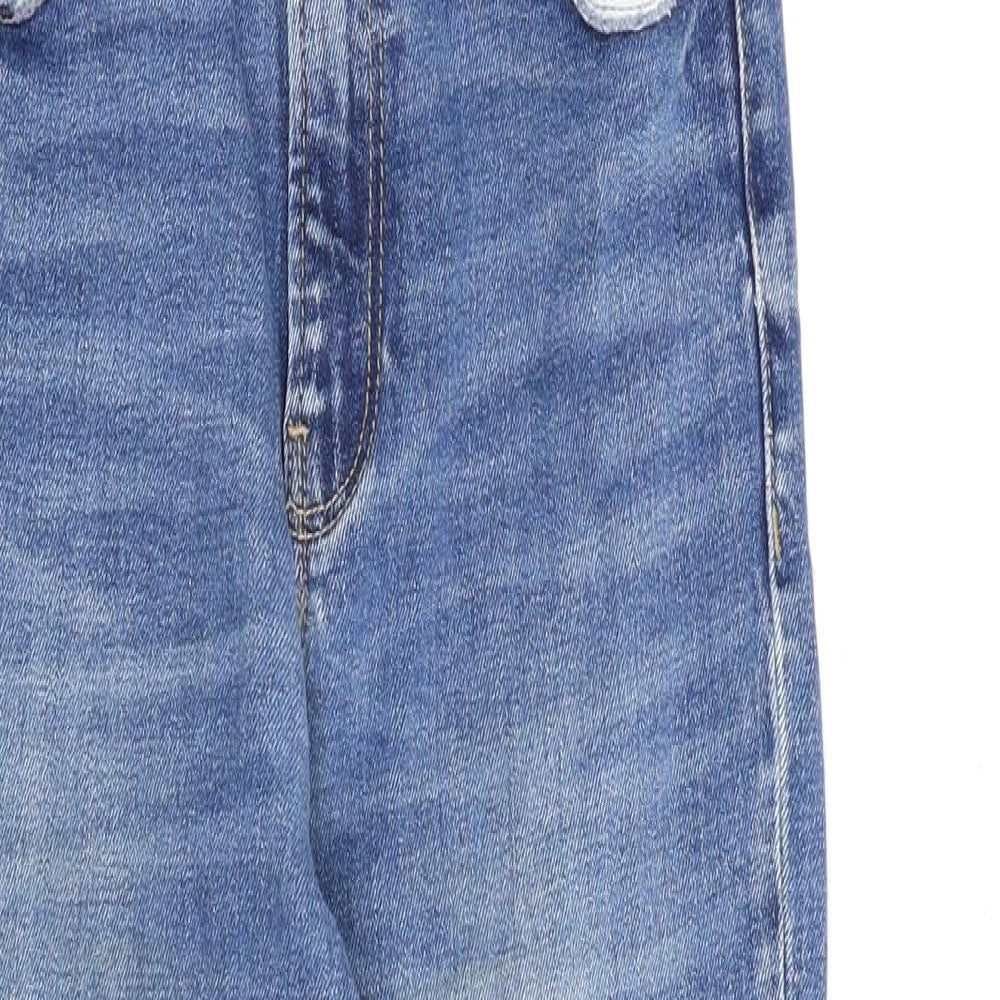 Stradivarius Womens Blue Cotton Straight Jeans Size 8 L26 in Regular Zip