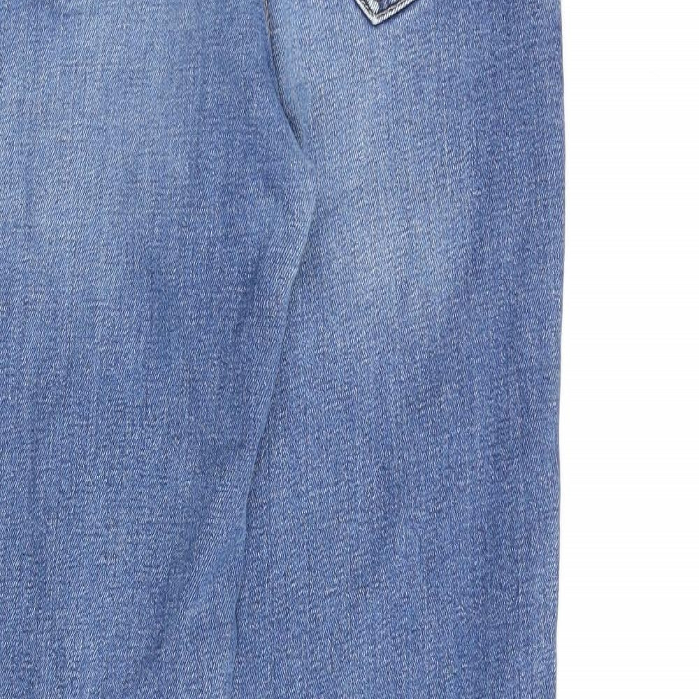 Stradivarius Womens Blue Cotton Straight Jeans Size 8 L26 in Regular Zip