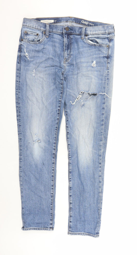 Gap Mens Blue Cotton Straight Jeans Size 36 in L31 in Regular Zip