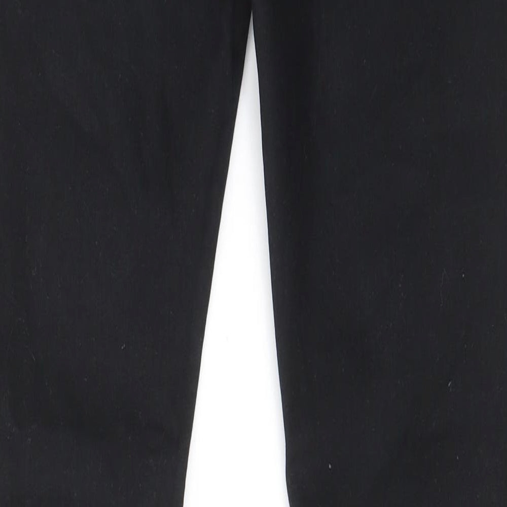 Brand and care label for Denim & Co. men’s black cotton skinny jeans, size 32, in regular zip - pockets, belt loops