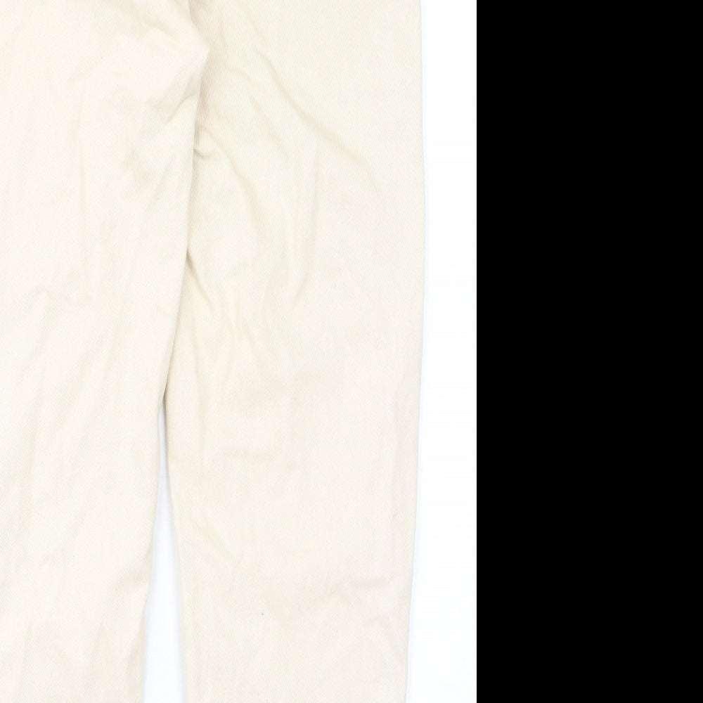 Brand and care label for Denim & Co. women’s beige cotton mom jeans, size UK 10 regular button - pockets, belt loops