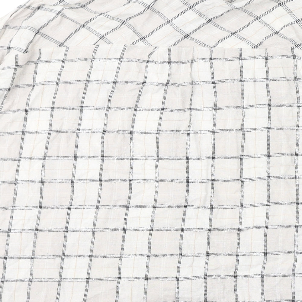 Stradivarius Womens Ivory Check Polyester Basic Button-Up Size S Collared