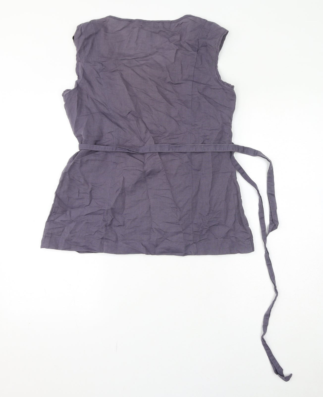 Gap Womens Grey Linen Basic Blouse Size 12 Round Neck