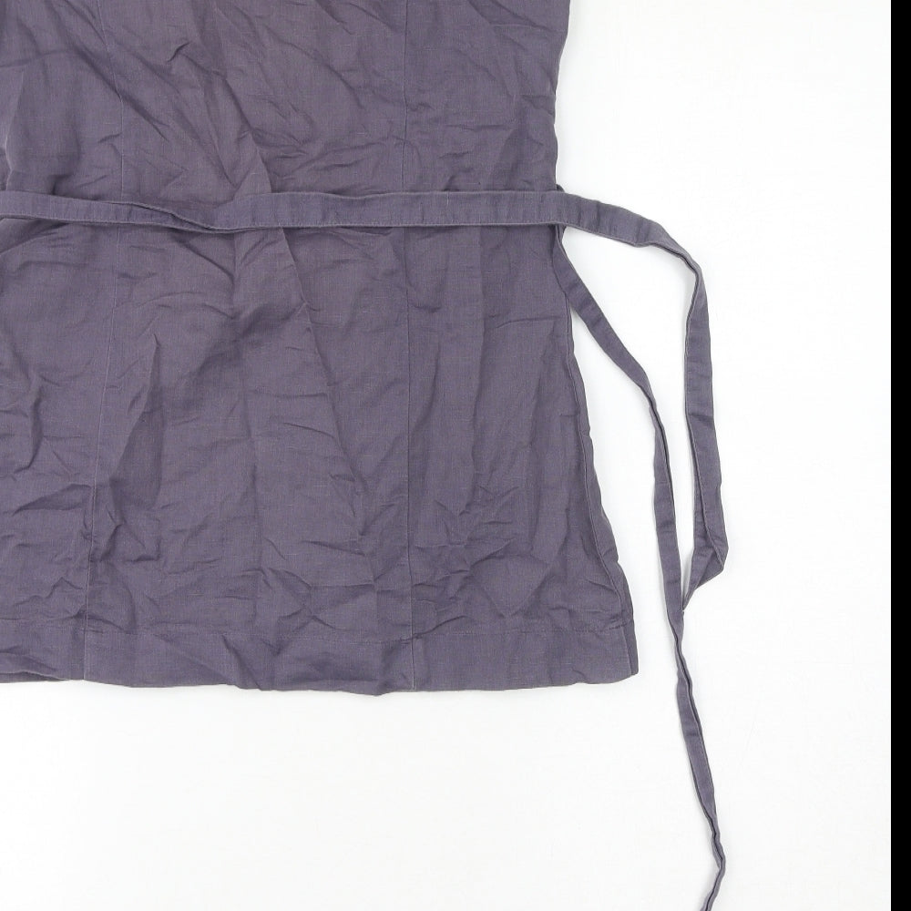 Gap Womens Grey Linen Basic Blouse Size 12 Round Neck