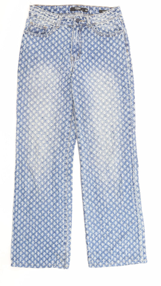 Jaded Womens Blue Geometric Cotton Straight Jeans Size 25 in L30 in Regular Zip - Pockets