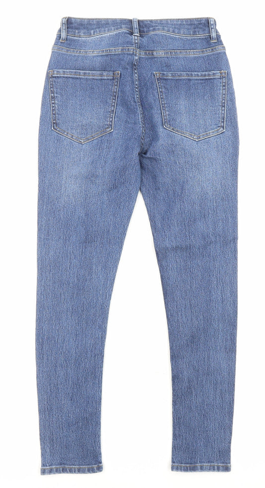 Marks and Spencer Womens Blue Cotton Skinny Jeans Size 26 in L26 in Regular Zip - Pockets