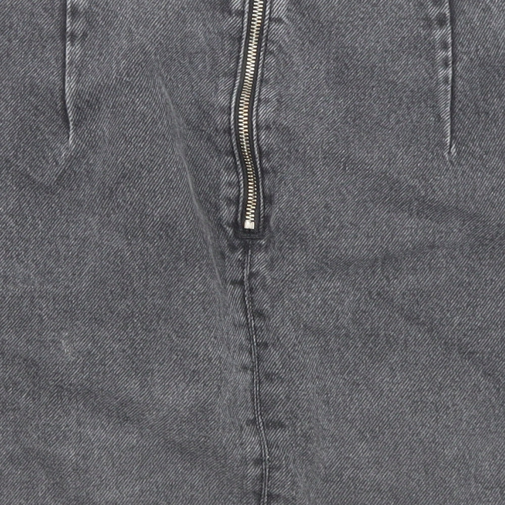 Topshop Womens Black Cotton A-Line Skirt Size 8 Zip - Pockets