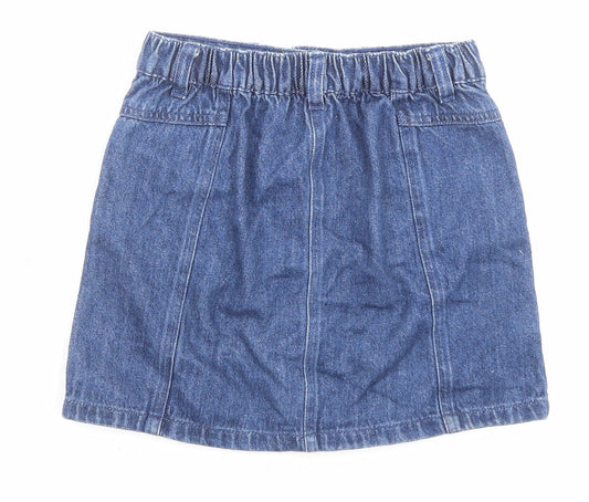 George Girls Blue Cotton A-Line Set Size 8-9 Years Regular Button - Pockets