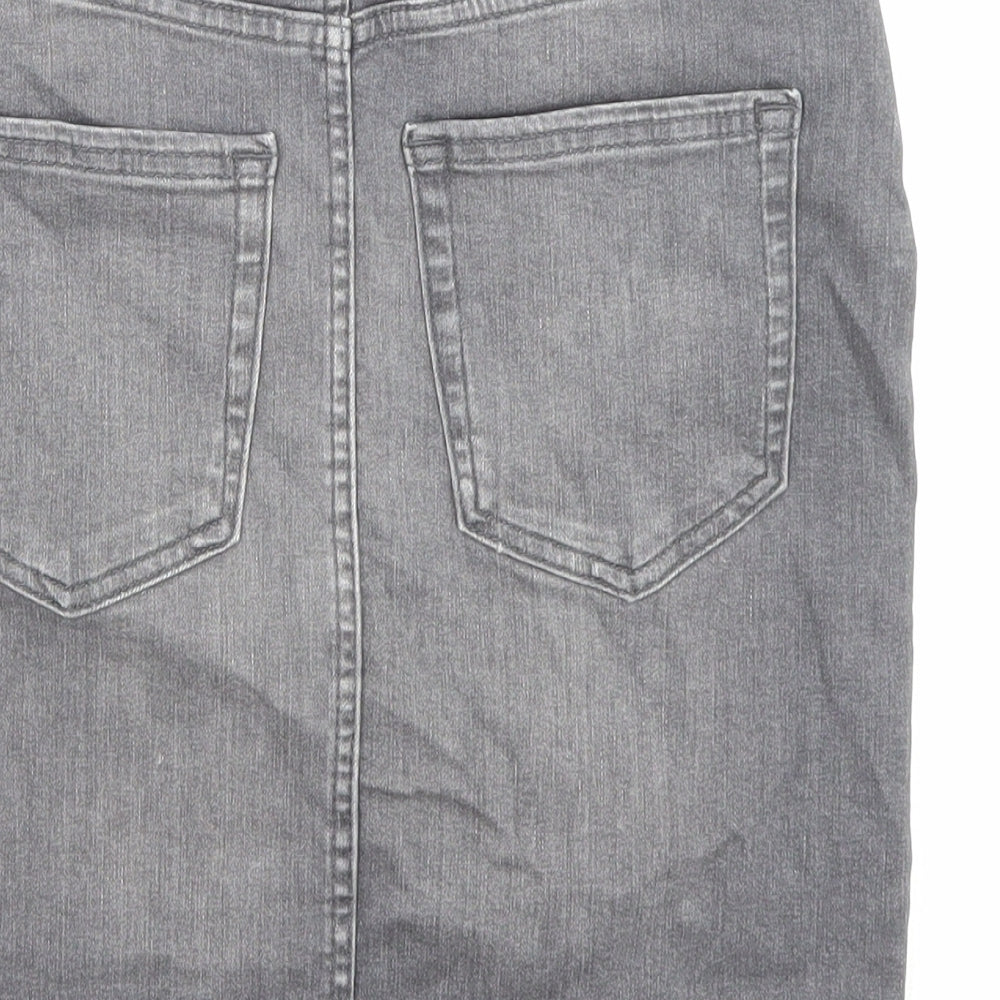 Brand and care label for Only women’s grey cotton bandage skirt, size S, zip - pockets