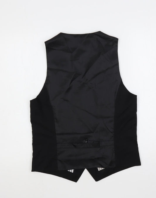 H&M Mens Black Polyester Jacket Suit Waistcoat Size 38 Regular