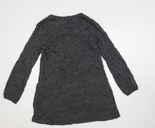 Caprigrey Womens Grey Polka Dot Viscose Shift Size 14 Boat Neck Pullover - Pockets