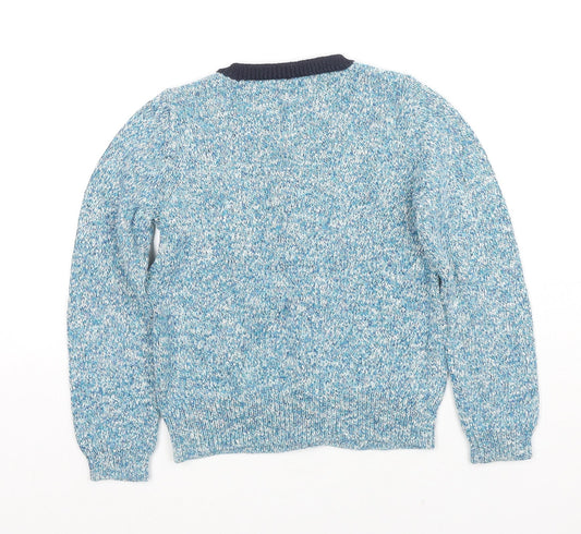 Crewcuts Girls Blue Round Neck Polyester Cardigan Jumper Size 7 Years Button - Embraided Anchor