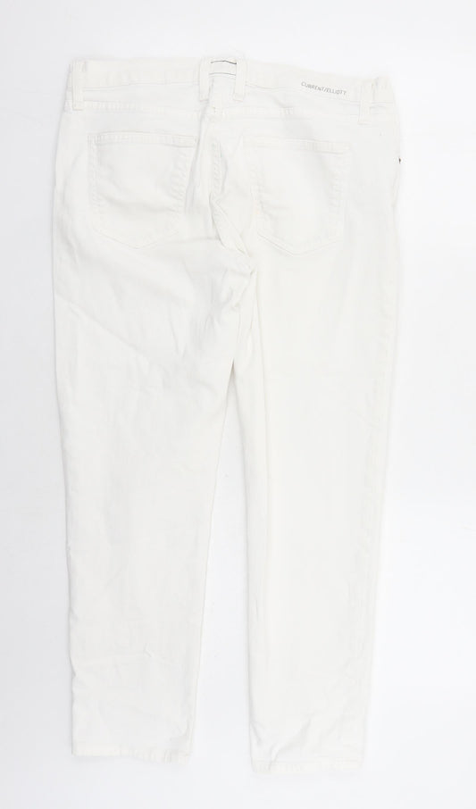 Current/Elliott Womens White Cotton Straight Jeans Size 34 in L27 in Regular Zip