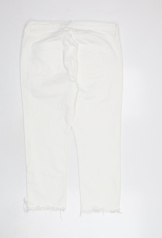 Henry Holland Womens White Cotton Capri Jeans Size 16 L34 in Regular Zip