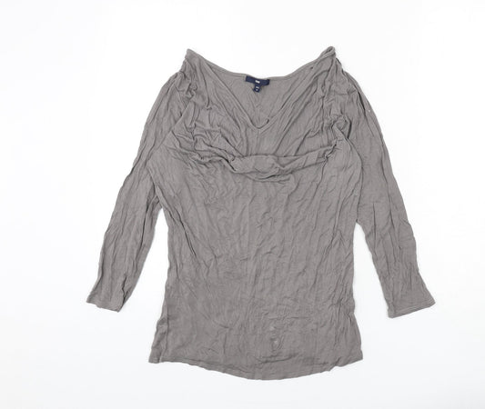 Gap Womens Grey Polyester Basic T-Shirt Size M V-Neck
