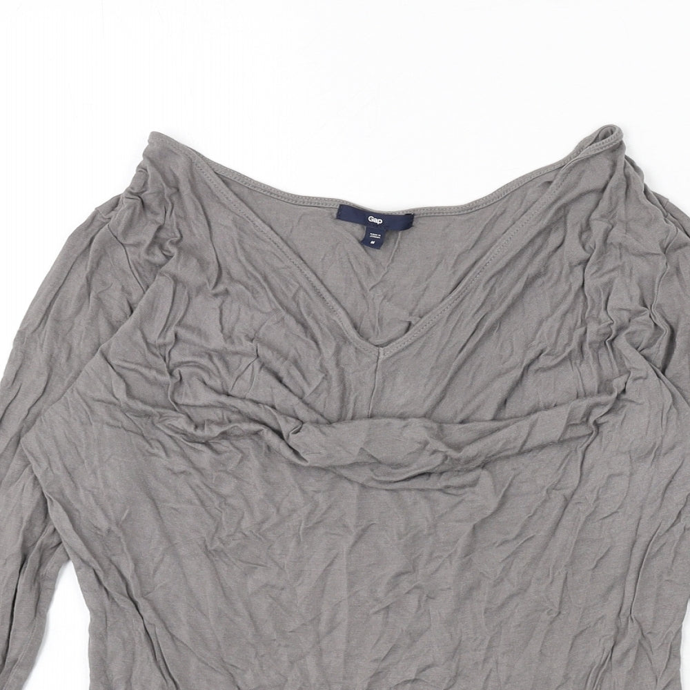 Gap Womens Grey Polyester Basic T-Shirt Size M V-Neck