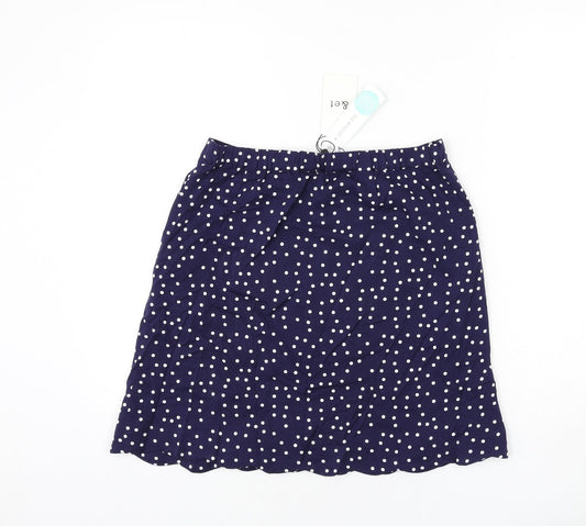 &et Womens Blue Polka Dot Viscose A-Line Skirt Size S