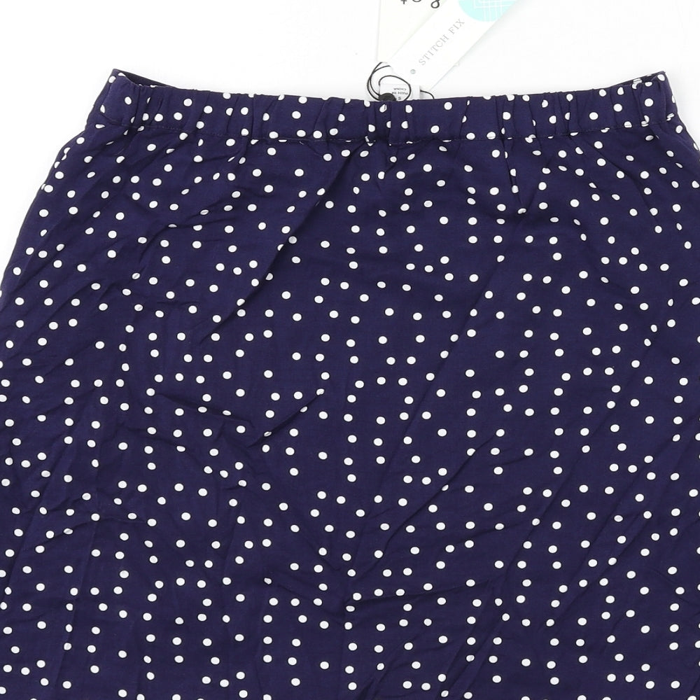 &et Womens Blue Polka Dot Viscose A-Line Skirt Size S
